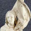 Antique French Statue, Large, Cream, Knight with Flag, Religious, Fleur-de-Lis