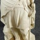 Antique French Statue, Large, Cream, Knight with Flag, Religious, Fleur-de-Lis