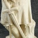 Antique French Statue, Large, Cream, Knight with Flag, Religious, Fleur-de-Lis