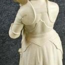 Antique French Statue, Large, Cream, Knight with Flag, Religious, Fleur-de-Lis