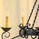 Vintage Spanish Mission Chandelier Wrought Iron/Brass Tone Metal, Round, 6 Light