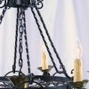 Vintage Spanish Mission Chandelier Wrought Iron/Brass Tone Metal, Round, 6 Light