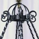 Vintage Spanish Mission Chandelier Wrought Iron/Brass Tone Metal, Round, 6 Light