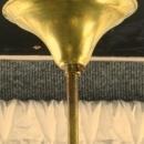 Vintage Spanish Mission Chandelier Wrought Iron/Brass Tone Metal, Round, 6 Light