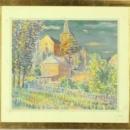 PRETTY Vintage Watercolor Painting Church Plein Air