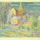 PRETTY Vintage Watercolor Painting Church Plein Air