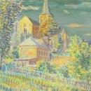 PRETTY Vintage Watercolor Painting Church Plein Air
