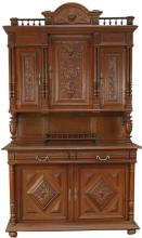 Antique French Carved Panel Doors Renaissance Henry II Oak Buffet Server Hutch