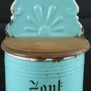 Antique Flemish Blue Enamel Salt Container Zout Sel Box