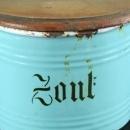 Antique Flemish Blue Enamel Salt Container Zout Sel Box