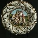 Vintage Italian Majolica Capodimonte Reticulated Plate with Goddess & Unicorn
