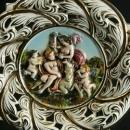Vintage Italian Majolica Capodimonte Reticulated Plate with Goddess & Unicorn