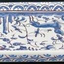 Vintage Hand-Painted Portuguese Majolica Serving Tray with Dog, Rabbit & Bird