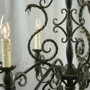 Vintage French Chandelier, Metal Asps/Snakes, Black, Gothic, Wood Column/Ball