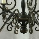 Vintage French Chandelier, Metal Asps/Snakes, Black, Gothic, Wood Column/Ball