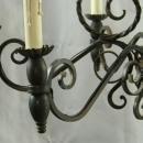 Vintage French Chandelier, Metal Asps/Snakes, Black, Gothic, Wood Column/Ball