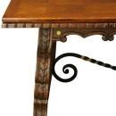 Large Vintage French Dining Table, Renaissance Style, Wrought Iron, Parquet Top