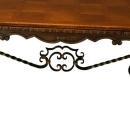 Large Vintage French Dining Table, Renaissance Style, Wrought Iron, Parquet Top