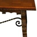 Large Vintage French Dining Table, Renaissance Style, Wrought Iron, Parquet Top