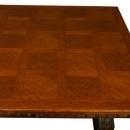 Large Vintage French Dining Table, Renaissance Style, Wrought Iron, Parquet Top