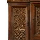 Heavily Carved Antique French Gothic Desk, Oak, Wood Keyboard Tray, Circa 1850