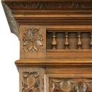 Antique Highly Carved Chestnut French Brittany Bookcase China Display Cabinet