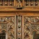 Antique Highly Carved Chestnut French Brittany Bookcase China Display Cabinet