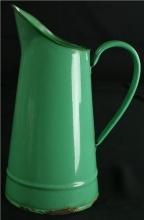 Shabby Style Antique French Country Green Enamelware Pitcher makes a great Vase