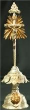 Ornate Antique French Standing Crucifix Cross in Metal, Sacred Heart, Sunburst