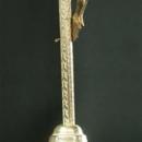Ornate Antique French Standing Crucifix Cross in Metal, Sacred Heart, Sunburst
