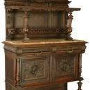 Antique French Renaissance Server/Buffet, Carved Walnut, Marble Slab Top
