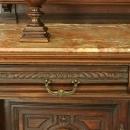 Antique French Renaissance Server/Buffet, Carved Walnut, Marble Slab Top