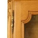Vintage French Country Louis XV Secretary Bookcase, Oak/Glass, Ornate Carving