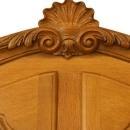 Vintage French Country Louis XV Secretary Bookcase, Oak/Glass, Ornate Carving