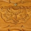 Vintage French Country Louis XV Secretary Bookcase, Oak/Glass, Ornate Carving