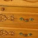 Vintage French Country Louis XV Secretary Bookcase, Oak/Glass, Ornate Carving