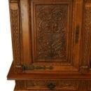 Massive Vintage French Oak Sideboard, Carved/Painted Gryphons/Lions Rampant