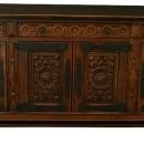 Large, Heavily Carved 1930 Spanish Oak Sideboard, Wrought Iron Hardware