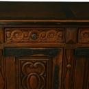 Large, Heavily Carved 1930 Spanish Oak Sideboard, Wrought Iron Hardware