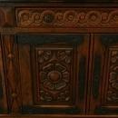 Large, Heavily Carved 1930 Spanish Oak Sideboard, Wrought Iron Hardware