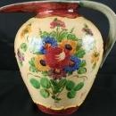 Large Vintage Italian Majolica Painted Pitcher Vase