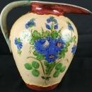 Large Vintage Italian Majolica Painted Pitcher Vase