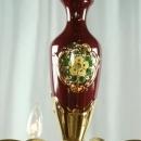 Vintage Bequet Chandelier, 1950 Belgium, Burgundy Ceramic & Metal, 8 Arms