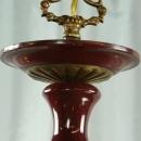 Vintage Bequet Chandelier, 1950 Belgium, Burgundy Ceramic & Metal, 8 Arms