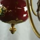 Vintage Bequet Chandelier, 1950 Belgium, Burgundy Ceramic & Metal, 8 Arms