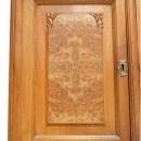Antique French Art Deco Carved Walnut Burled Marble Veneer Buffet Mirrored Back