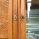 Antique French Art Deco Carved Walnut Burled Marble Veneer Buffet Mirrored Back