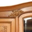Antique French Art Deco Carved Walnut Burled Marble Veneer Buffet Mirrored Back
