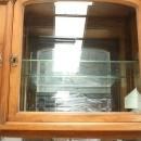 Antique French Art Deco Carved Walnut Burled Marble Veneer Buffet Mirrored Back