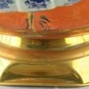 Vintage French Copper Coal Scuttle Planter Blue Delft